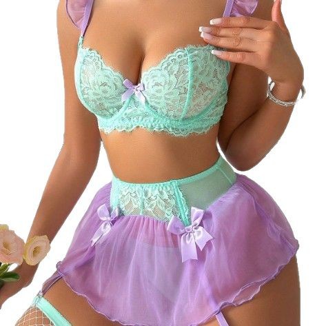Lace Bralette Set - Женский сексуальный кружевной эротический комплект с